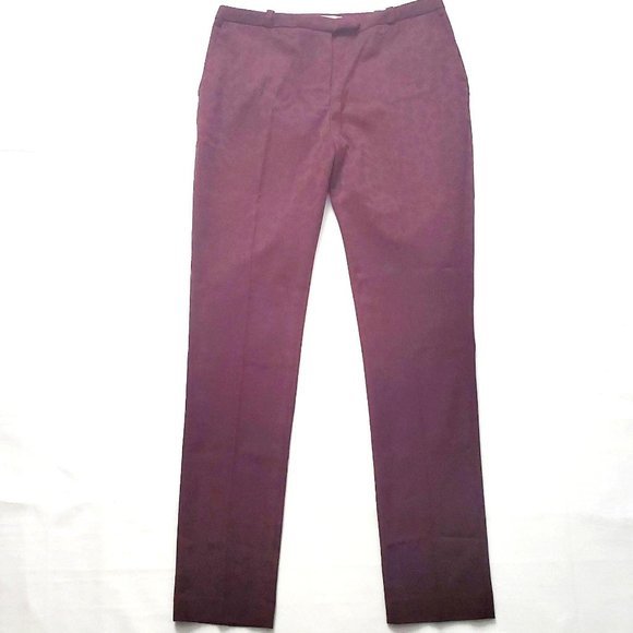 H&M Women’s Tonal Floral Print Burgundy Trouser Slim Leg Pants Size 8 NWT - Picture 2 of 15